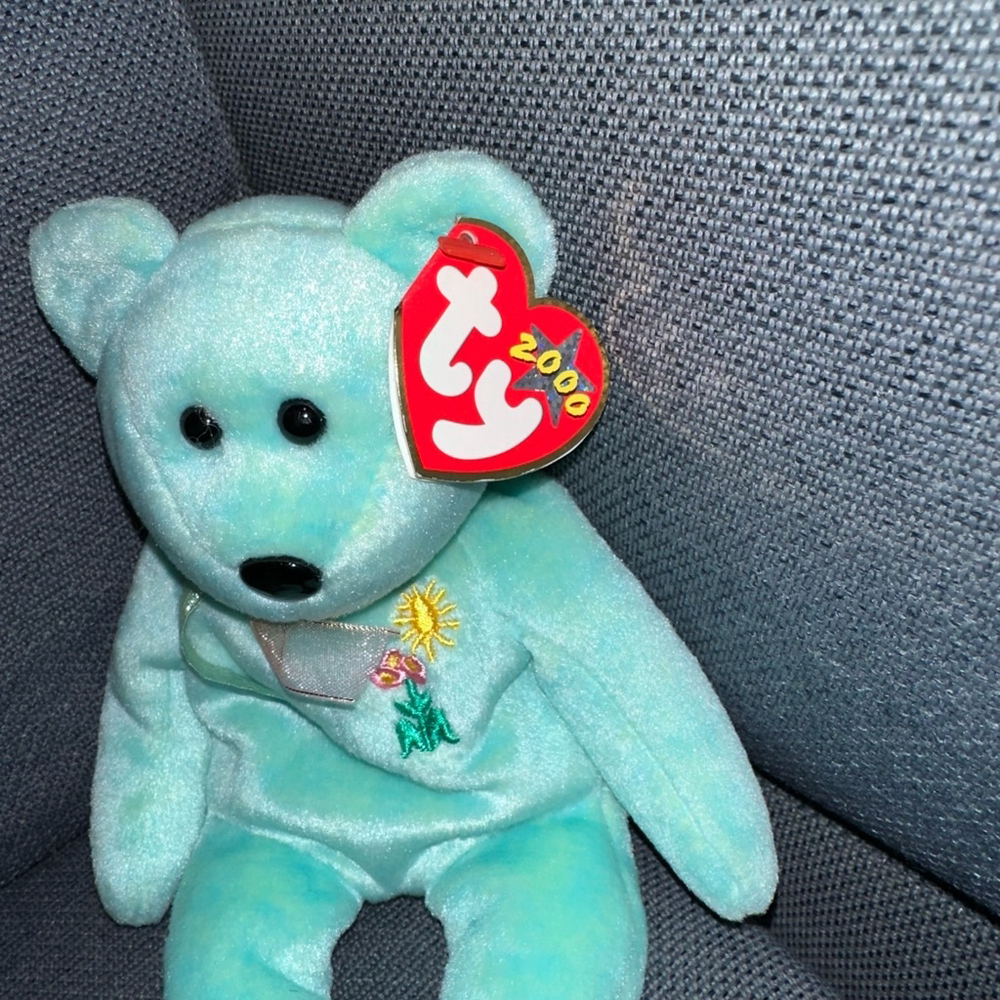 Ty Beanie Baby Ariel Light Teal P.E. Pellets 2000 vintage NWMT Retired New - Picture 2 of 13
